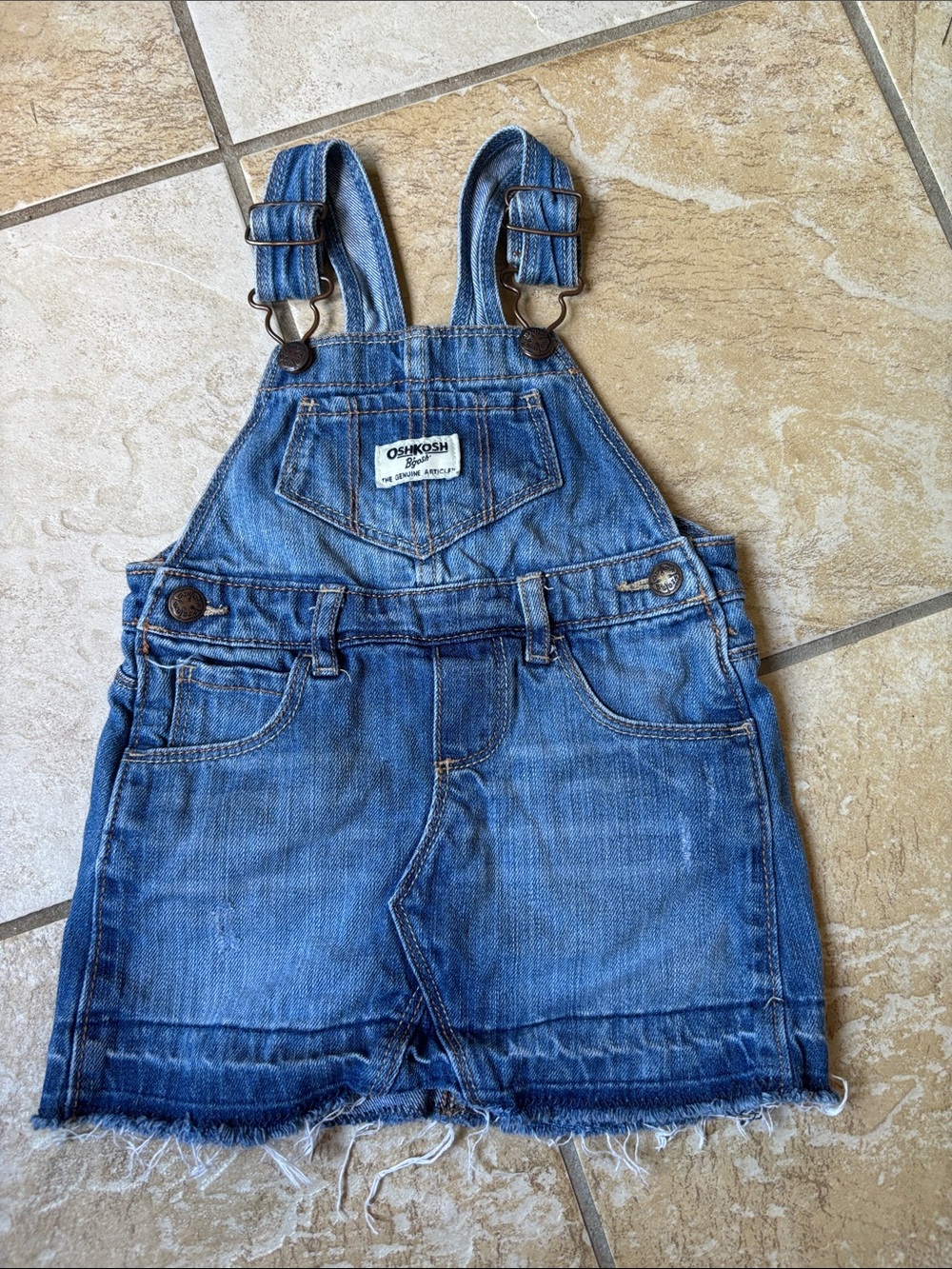 OshKosh B'gosh Distressed Blue Denim Overall Skirt